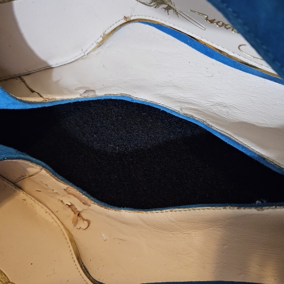 Jessica Simpson Teal/Torquoise Blue Suede Pointy-Toe Leather Stilettos-Size 7.5M - Picture 2 of 9